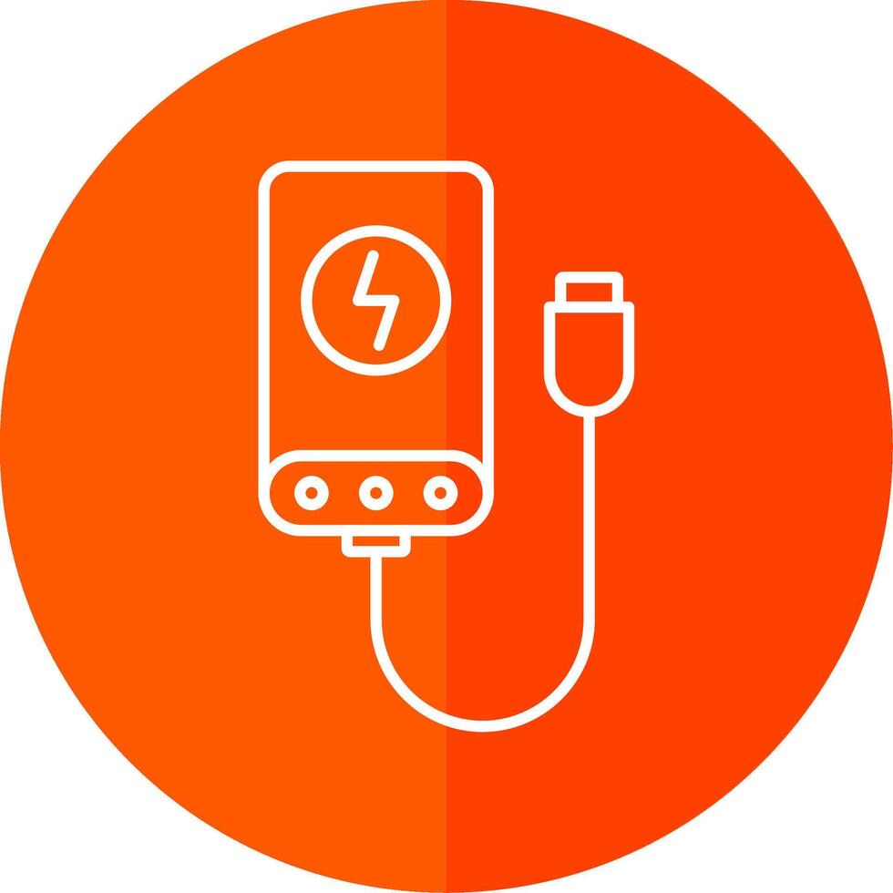 Power Bank Line Red Circle Icon vector