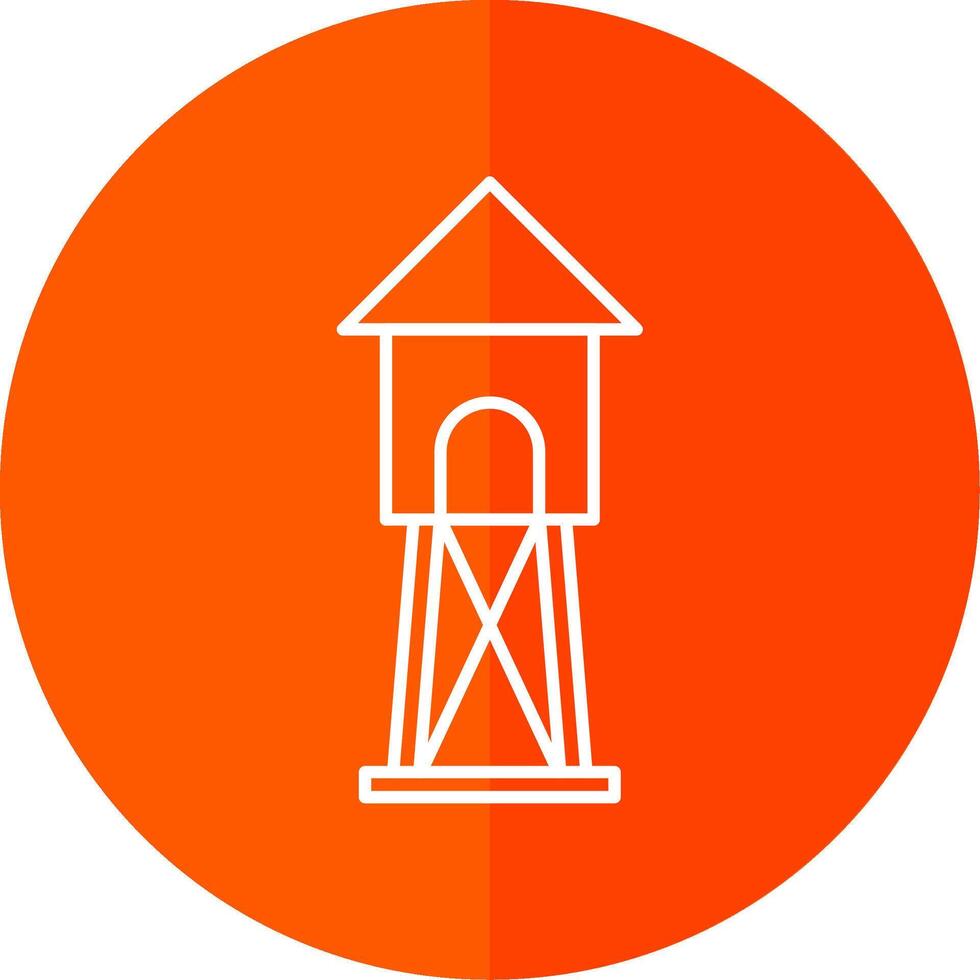 torre de vigilancia línea rojo circulo icono vector