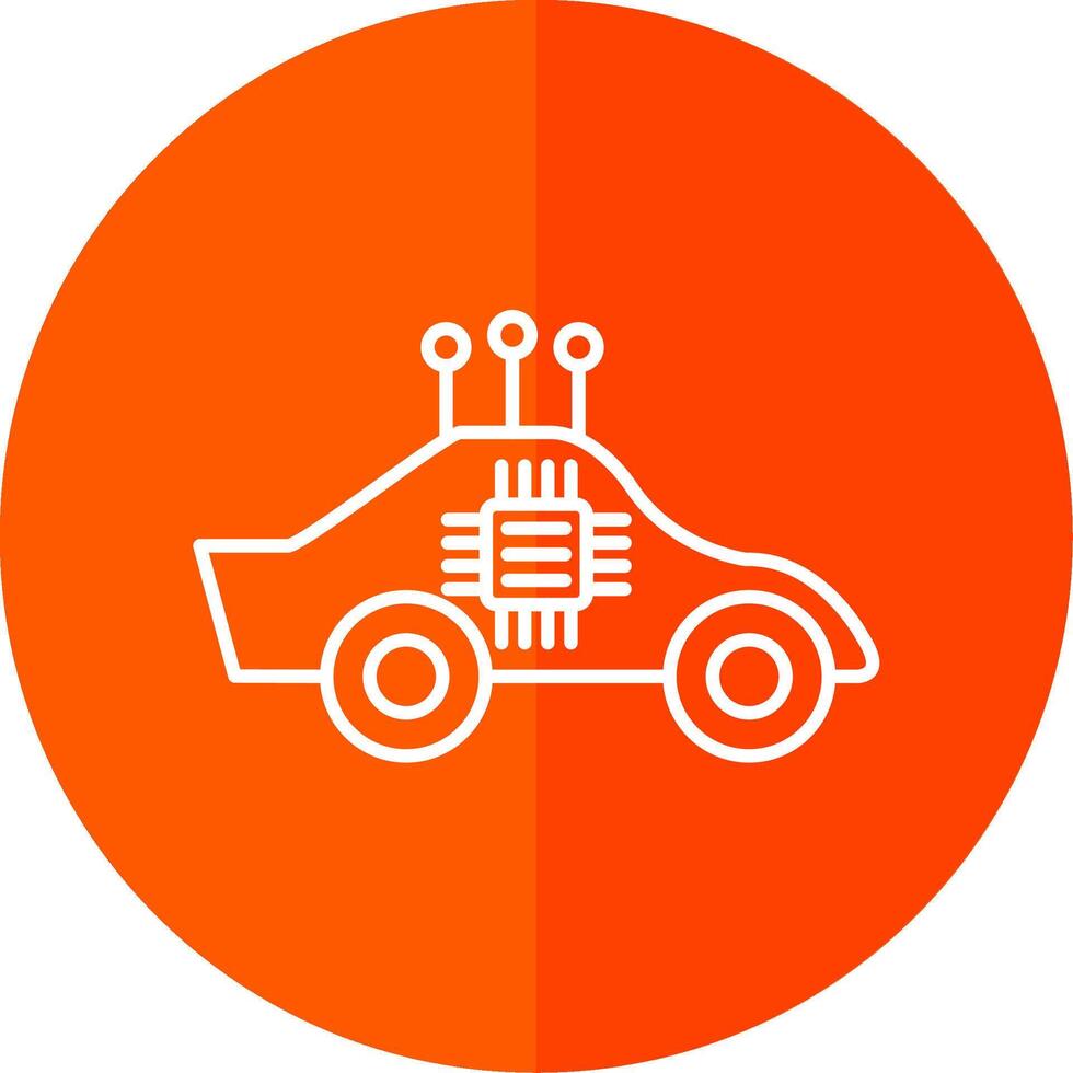 Autonomous Car Line Red Circle Icon vector