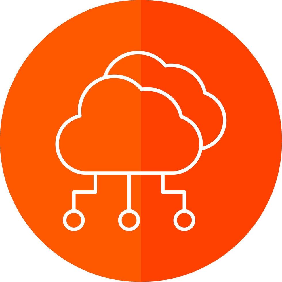 Cloud Computing Line Red Circle Icon vector