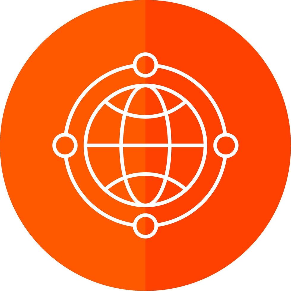 Globe Line Red Circle Icon vector