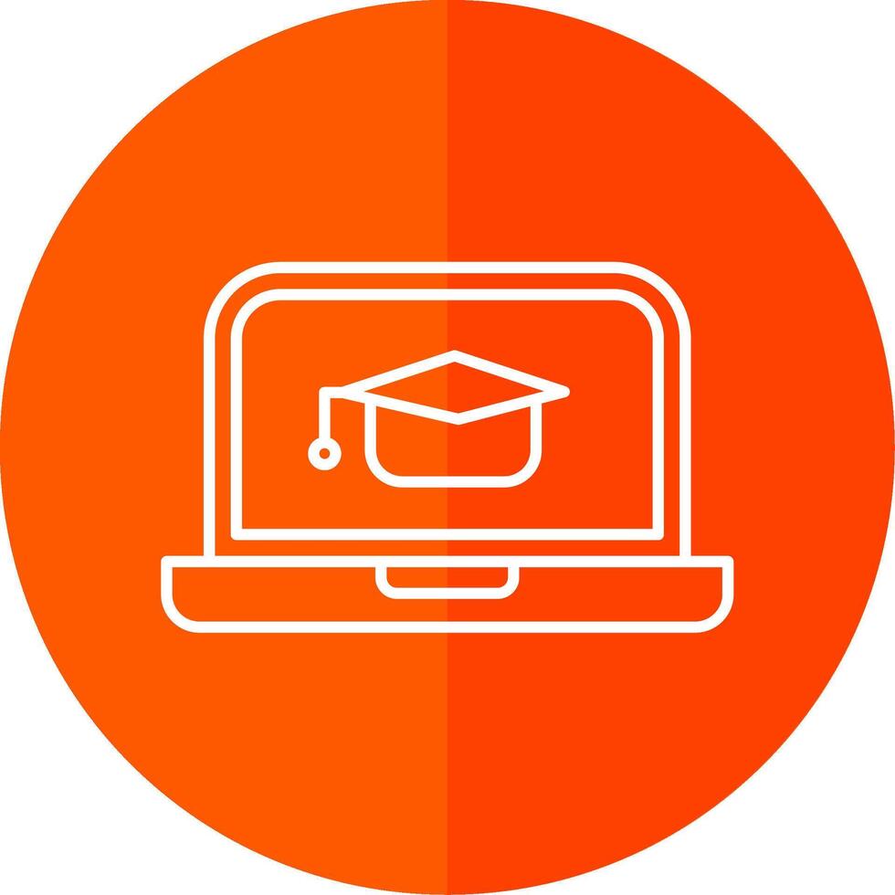 Online Learning Line Red Circle Icon vector