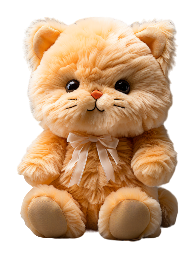 AI generated Cute and adorable baby cat doll on transparent background, generative ai png