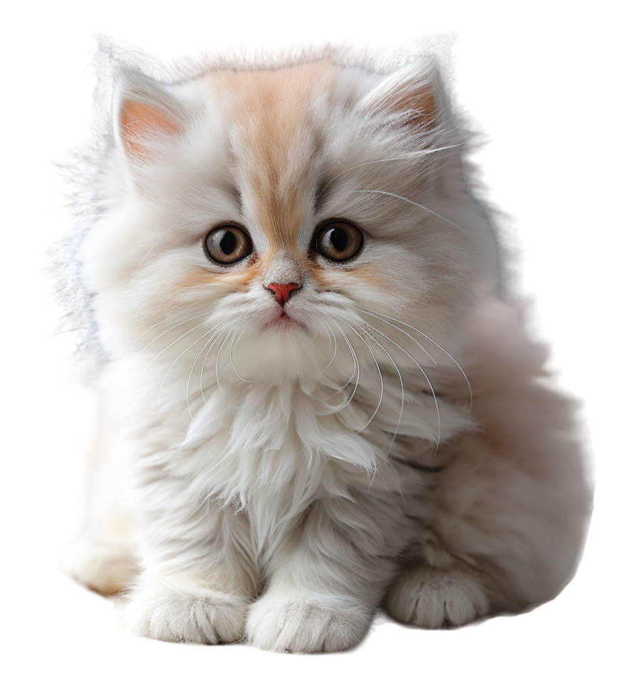 AI generated portrait of cute and adorable baby cat on transparent background, generative ai png