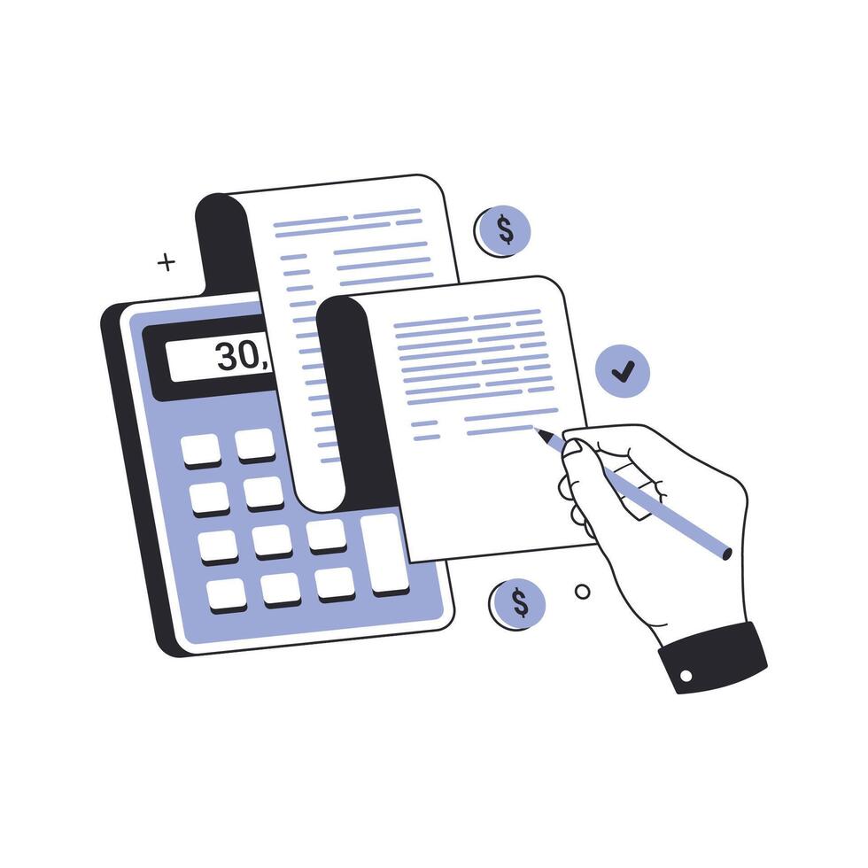 Recording of financial information. Budgeting specialist vector