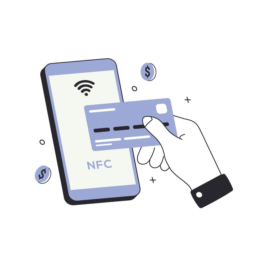 nfc inalámbrico pago tecnología vector