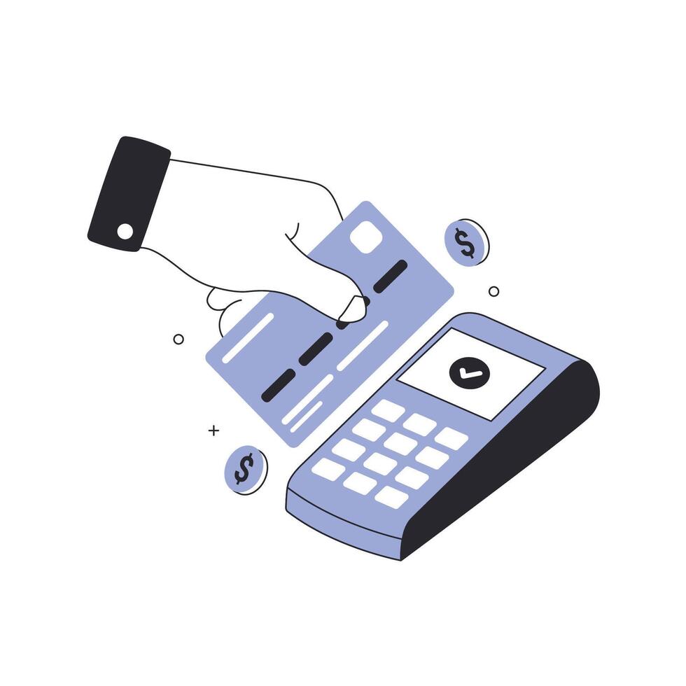 Cashless payments with bank credit or debit card vector