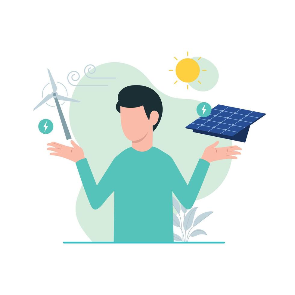 Alternative renewable energy and natural resources flat illustration concept vector