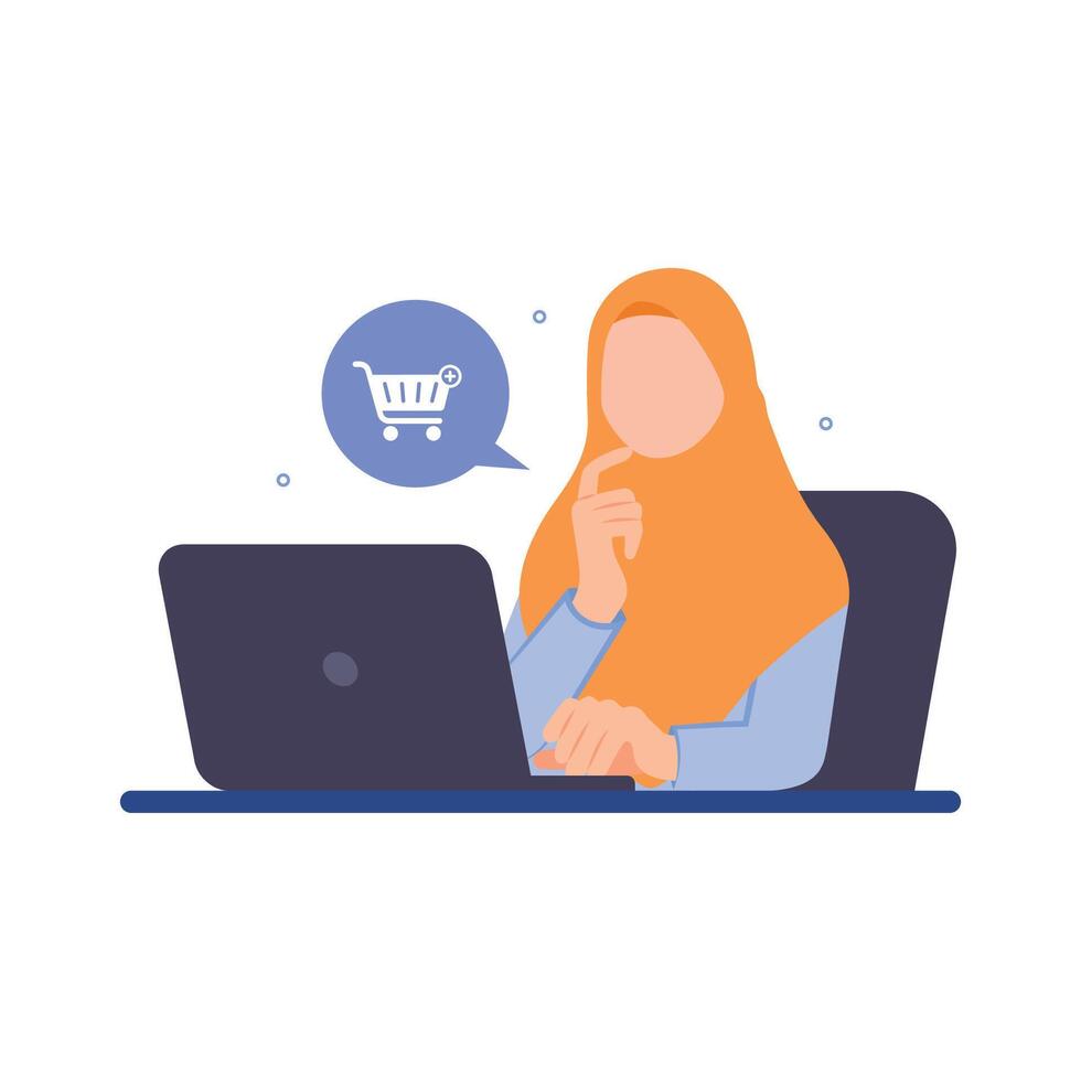 Woman shopping online on a computer vector illustration concept