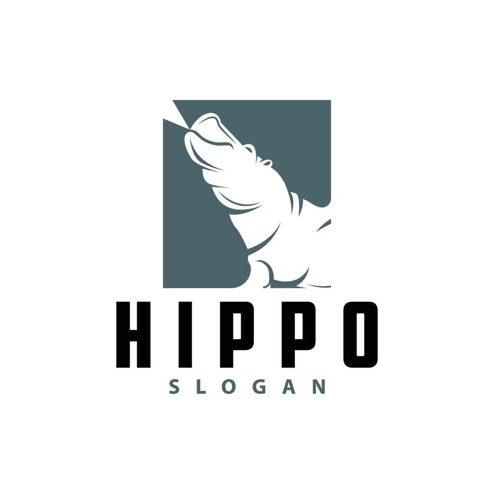 Hippo logo vector simple silhouette zoo animal design brand template illustration