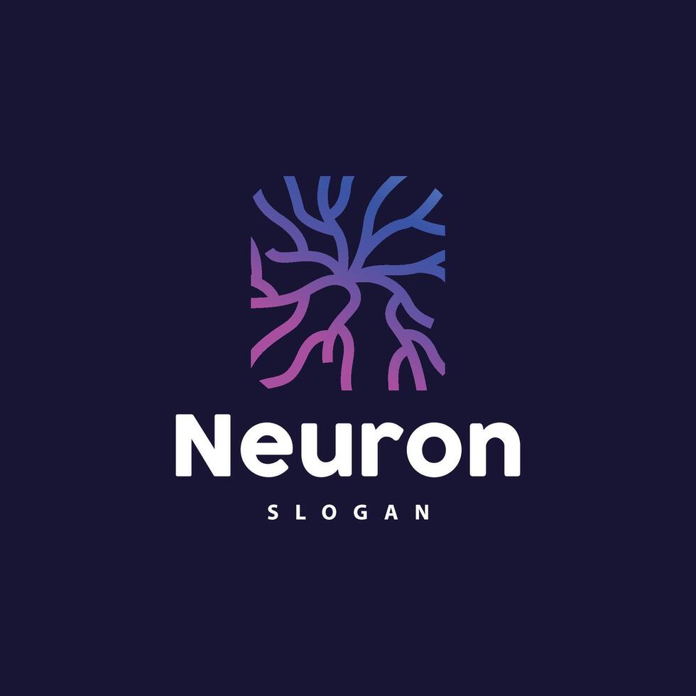 Neuron Logo, Neuron Nerve or Seaweed Vector Abstract Molecule Design, Template Illustration