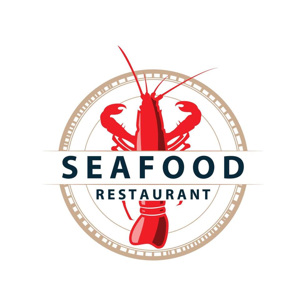 Sea animal lobster logo design vector minimalist vintage retro simple template brand of marine aquaculture and food product