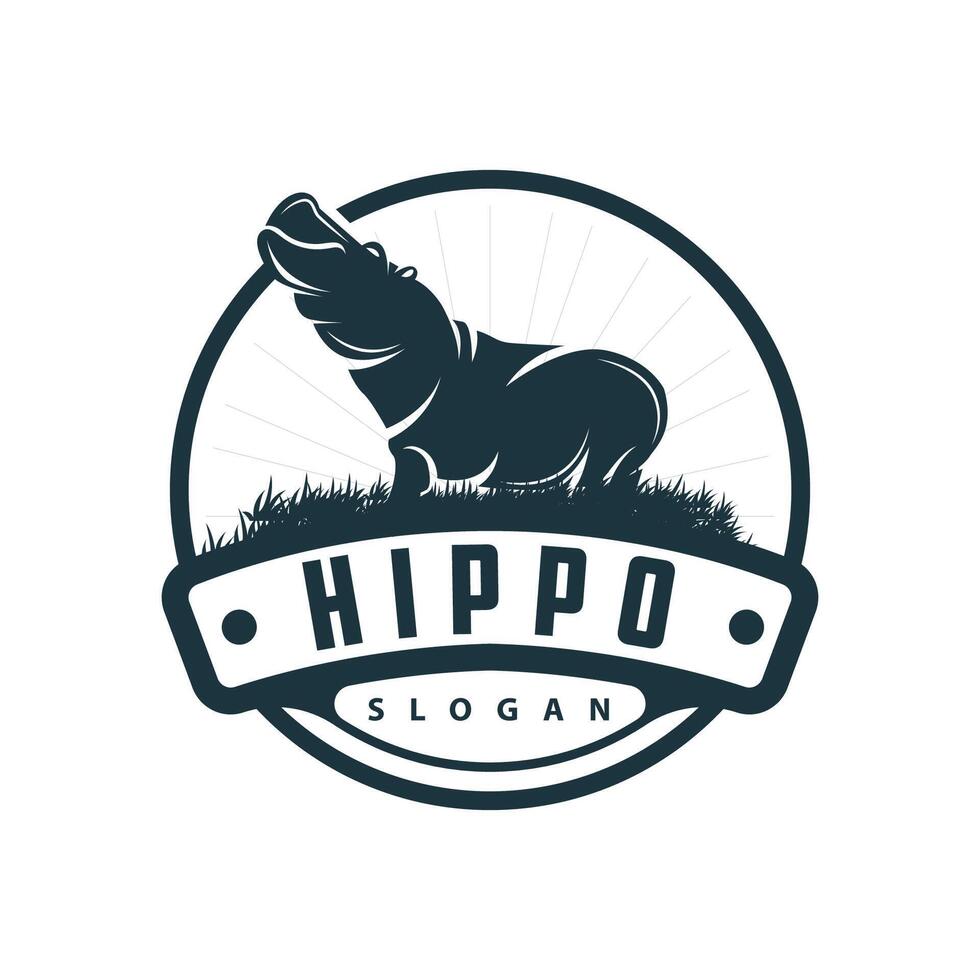 Hippo logo vector simple silhouette zoo animal design brand template illustration