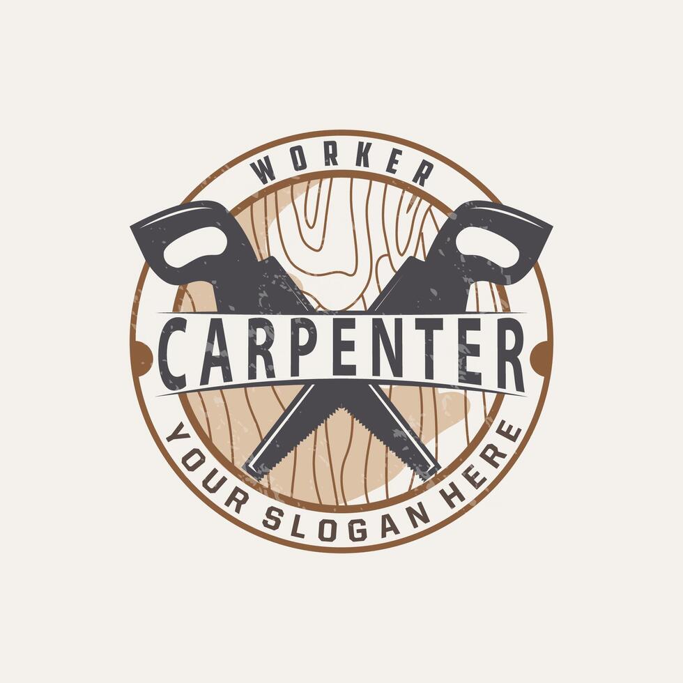 madera Sierra logo vector diseño carpintero herramienta silueta leñador madera artesano carpintería empresa logo