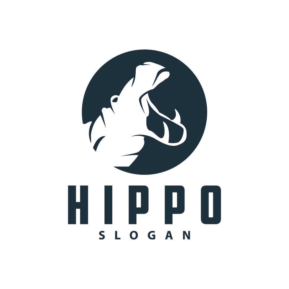 Hippo logo vector simple silhouette zoo animal design brand template illustration