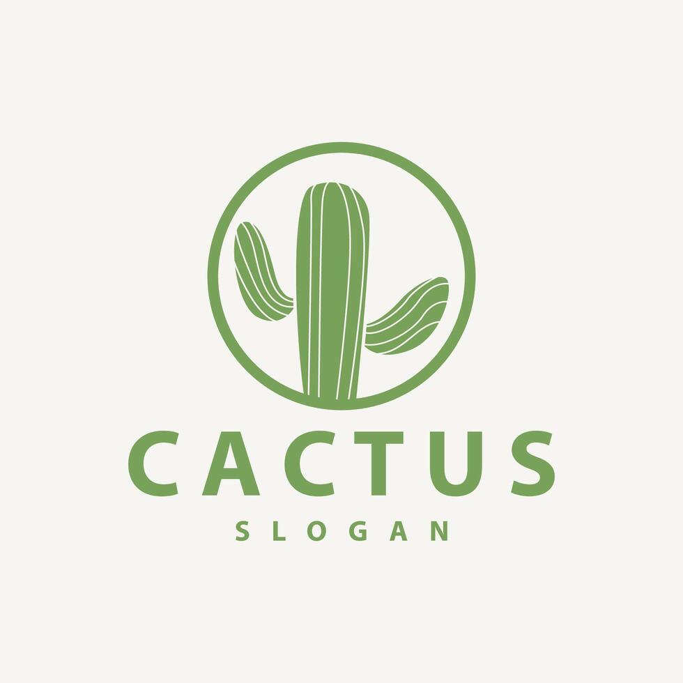 Cactus logo vector desert green plant design elegant style symbol Icon Illustration