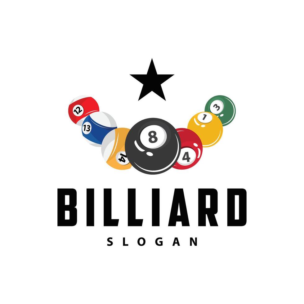 Billiard Logo Minimalist Design Ball and Stick Symbol Illustration Template vector