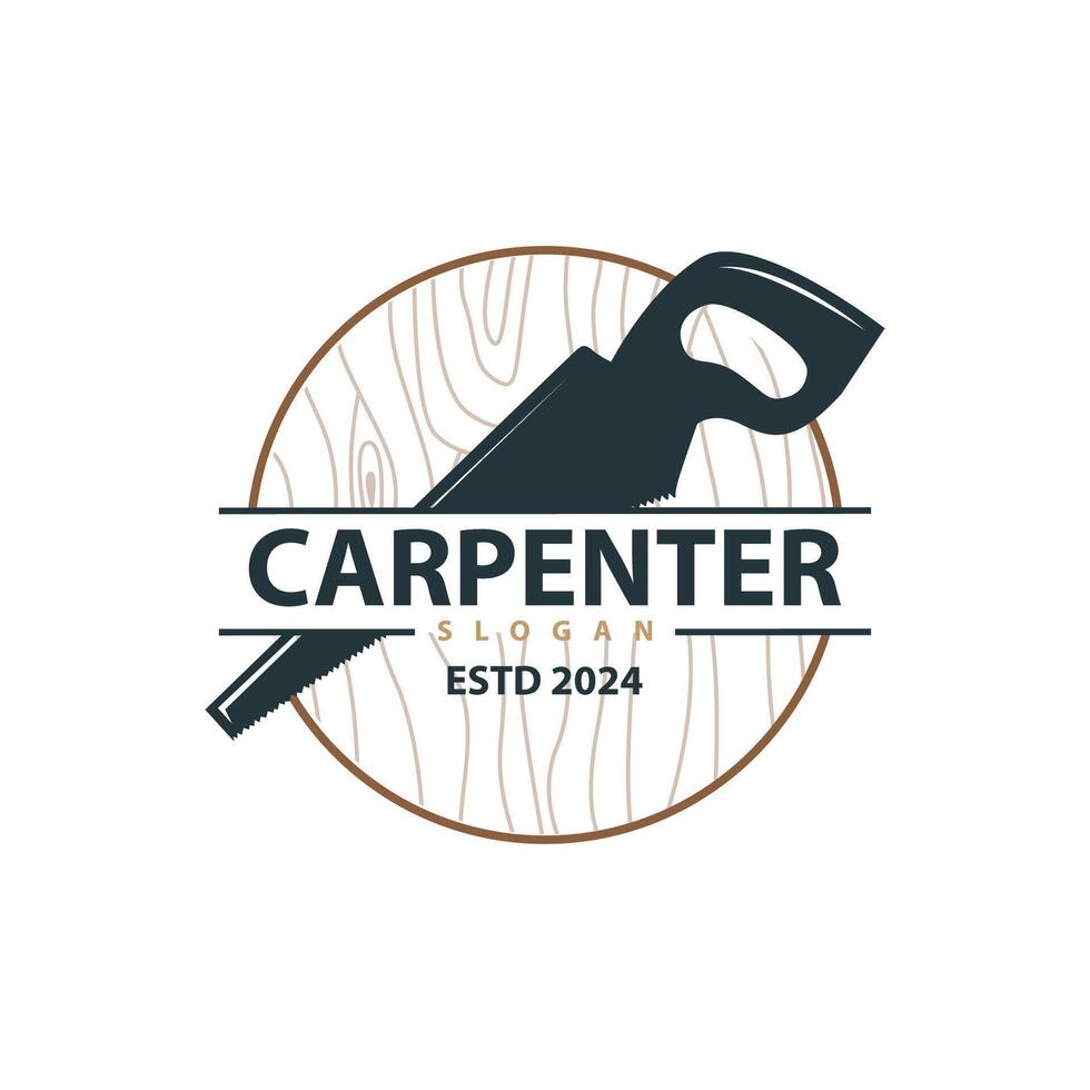 Wood saw logo vector design carpenter tool silhouette woodcutter wood craftsman carpentry company logo