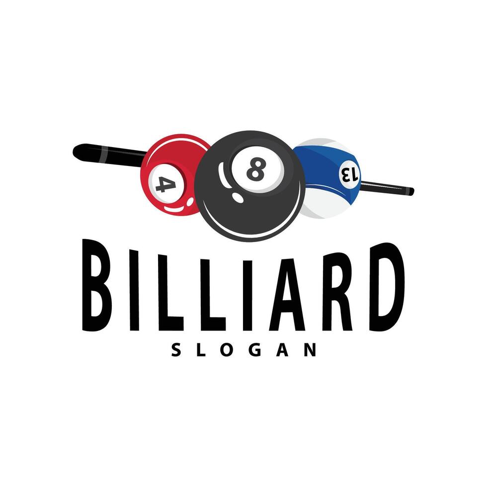 Billiard Logo Minimalist Design Ball and Stick Symbol Illustration Template vector