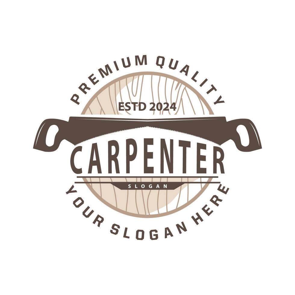 Wood saw logo vector design carpenter tool silhouette woodcutter wood craftsman carpentry company logo