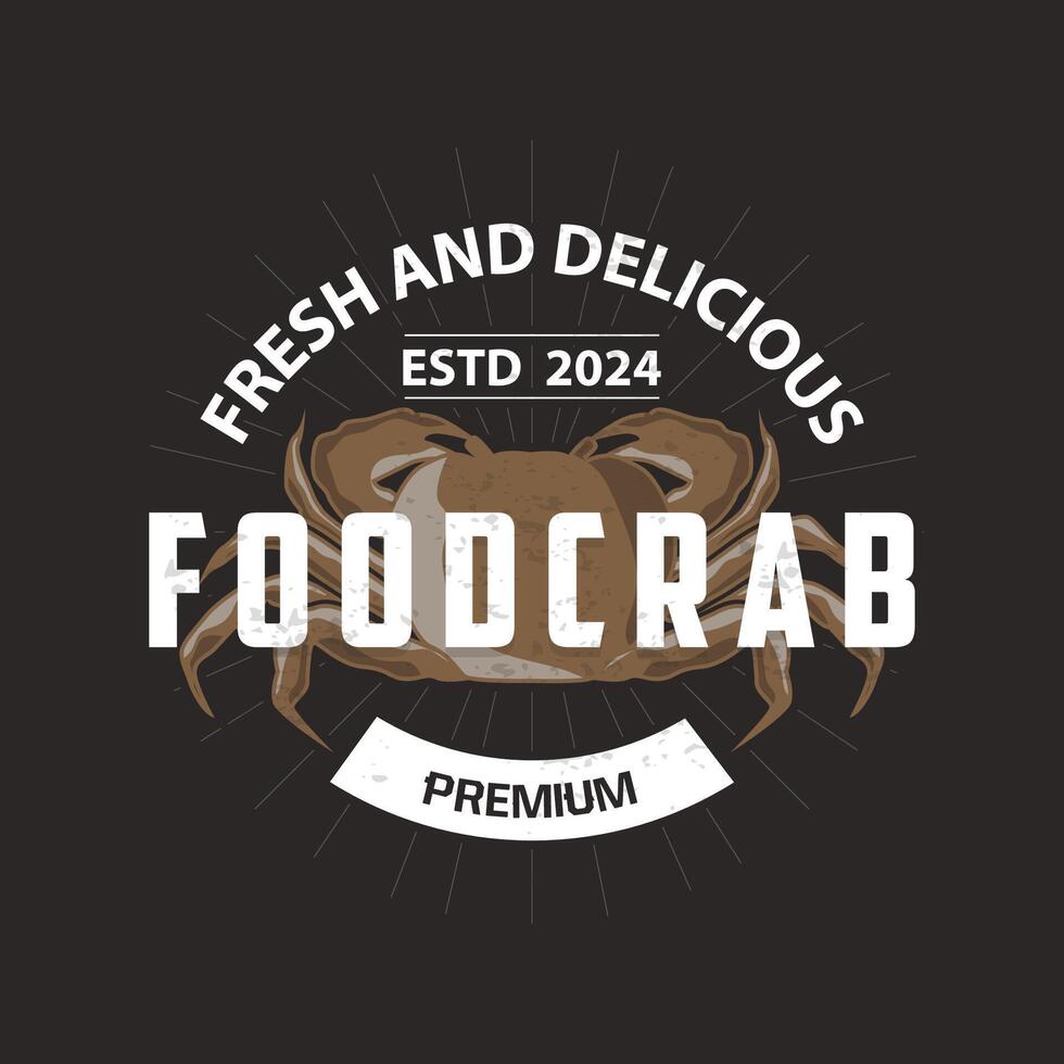 Simple crab logo design vector retro vintage seafood restaurant sea crab farming template