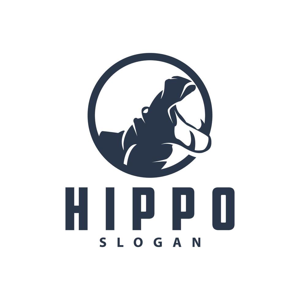 Hippo logo vector simple silhouette zoo animal design brand template illustration