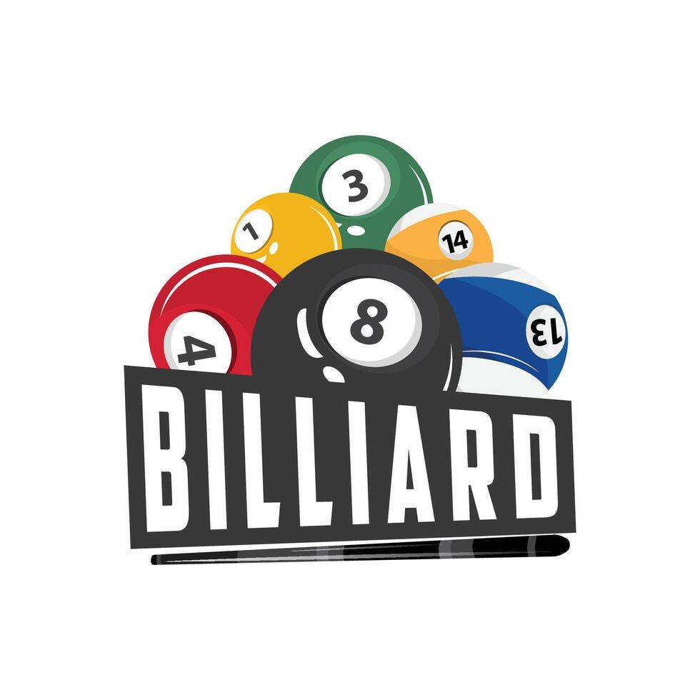 Billiard Logo Minimalist Design Ball and Stick Symbol Illustration Template vector