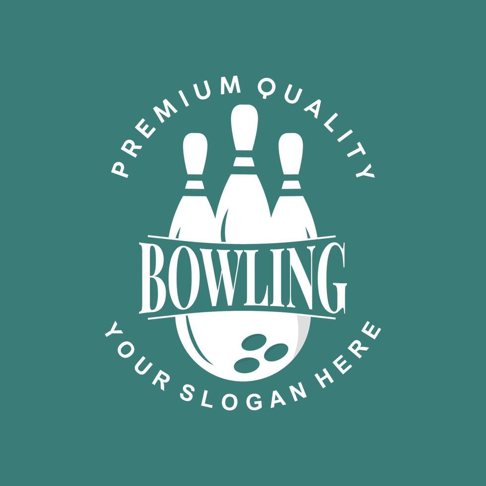 Bowling Sports Club Logo, Bowling Ball And Pin Design Vector Tournament Templet Illustration