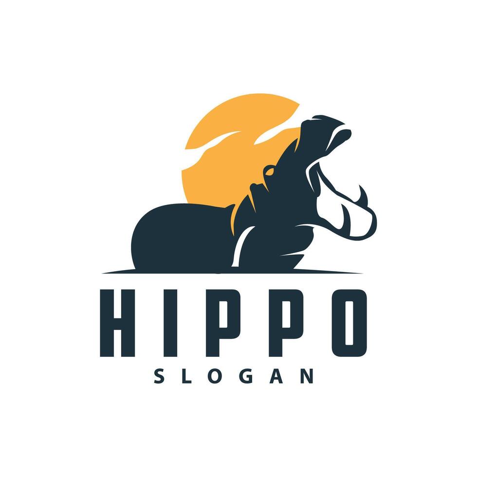 Hippo logo vector simple silhouette zoo animal design brand template illustration