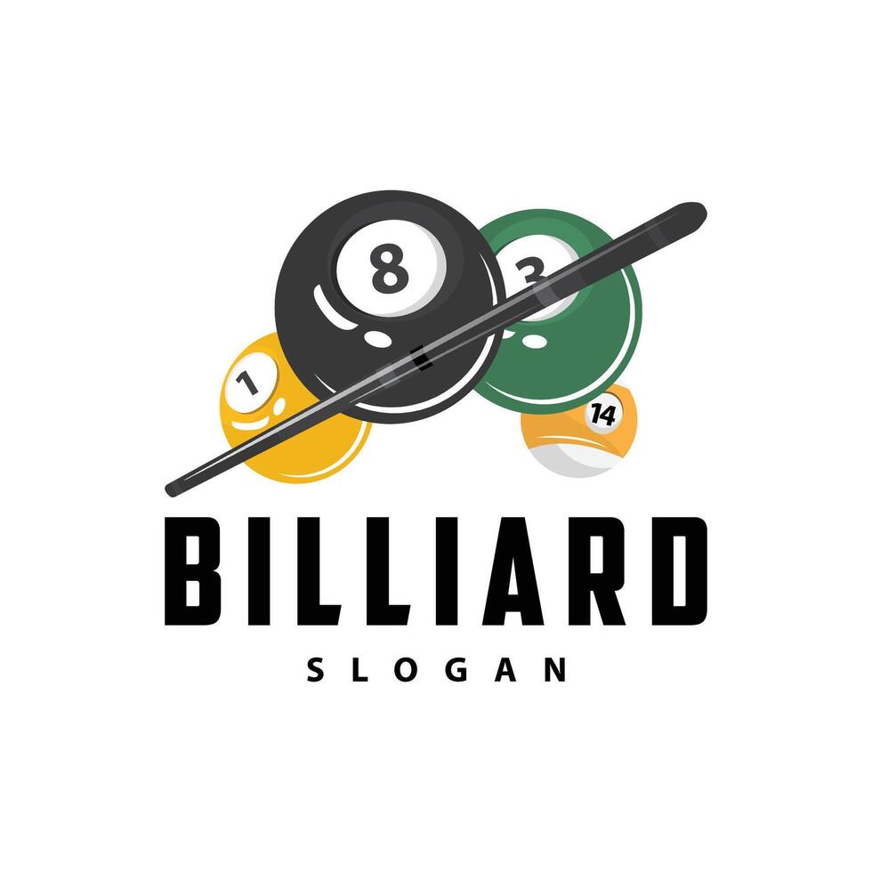 Billiard Logo Minimalist Design Ball and Stick Symbol Illustration Template vector