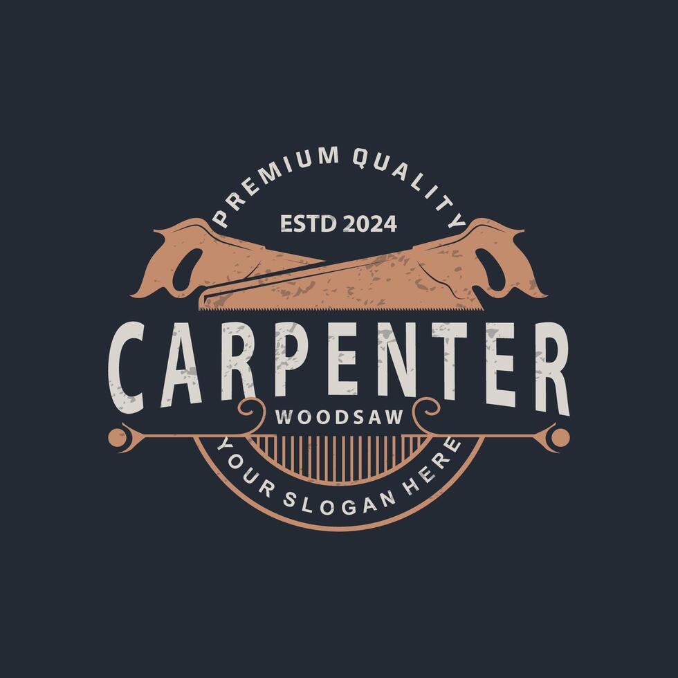 Wood saw logo vector design carpenter tool silhouette woodcutter wood craftsman carpentry company logo