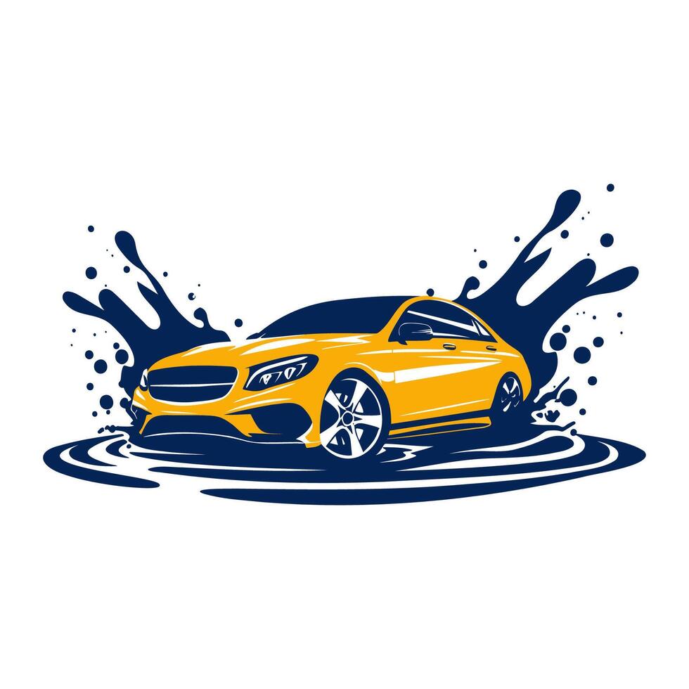 AI generated Simple Car Washing Logo. Vector Illustration
