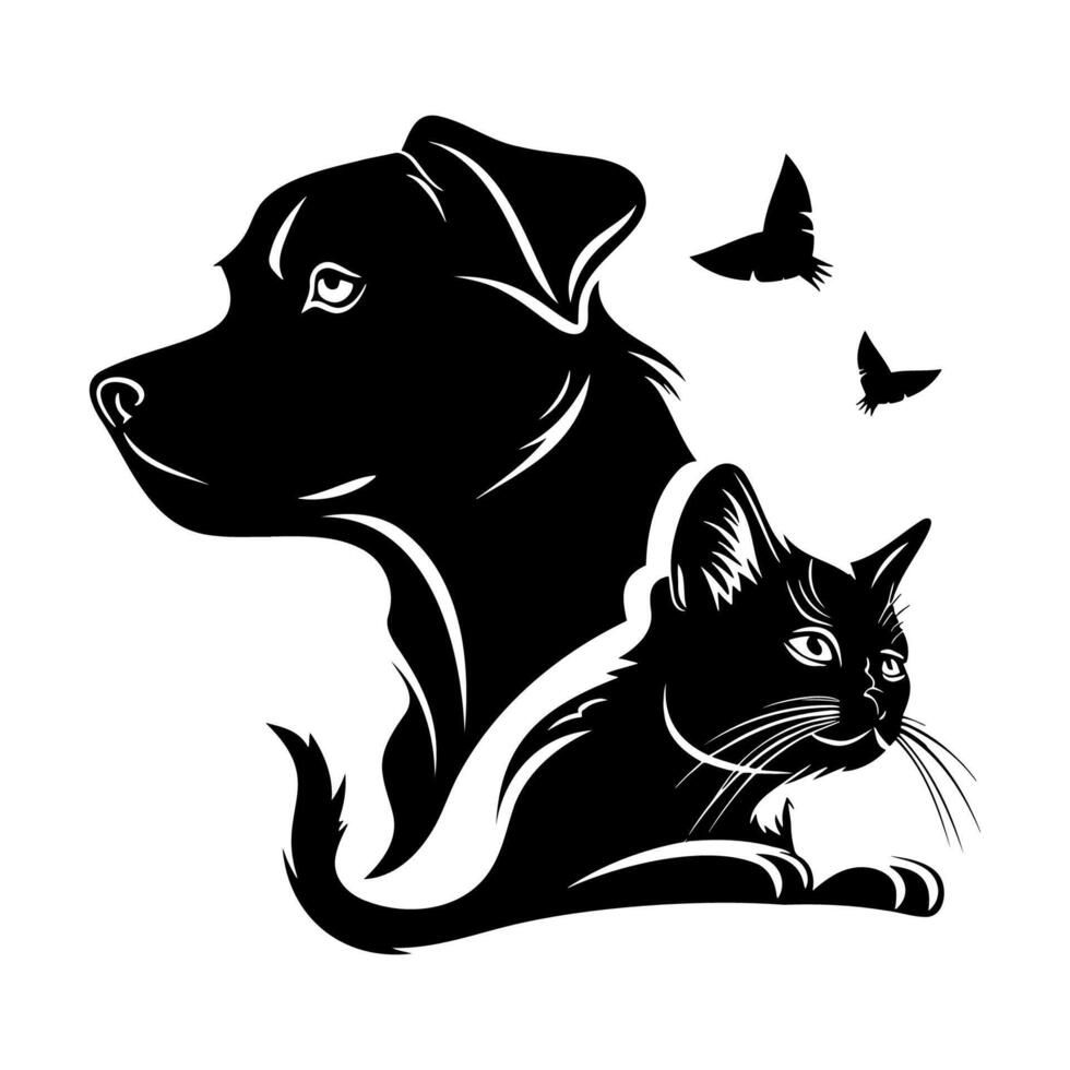 ai generado sencillo gato y perro logo. vector ilustración