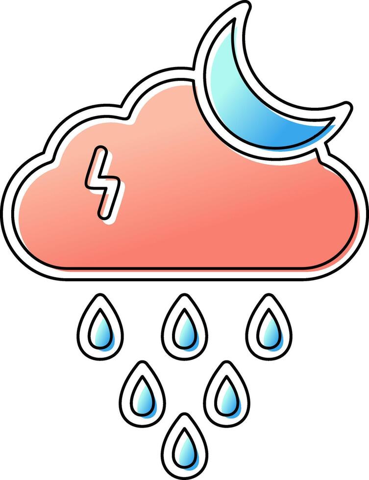 Night Rain Vector Icon