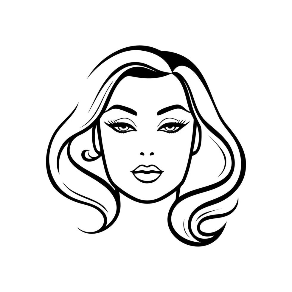 belleza niña cara vector web icono