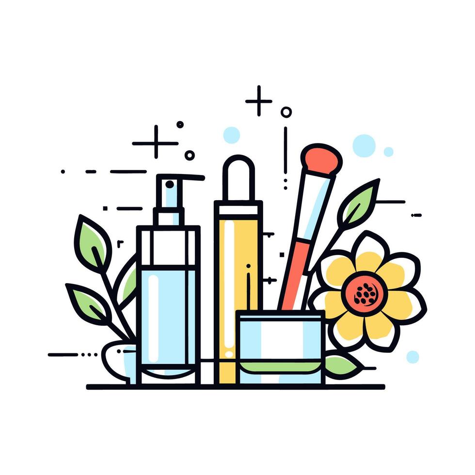 cosmético productos Delgado línea vector web icono