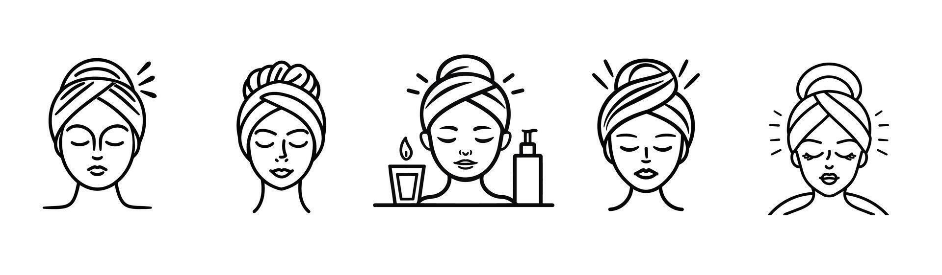 Spa and Beauty Line Vector Web Icon Set