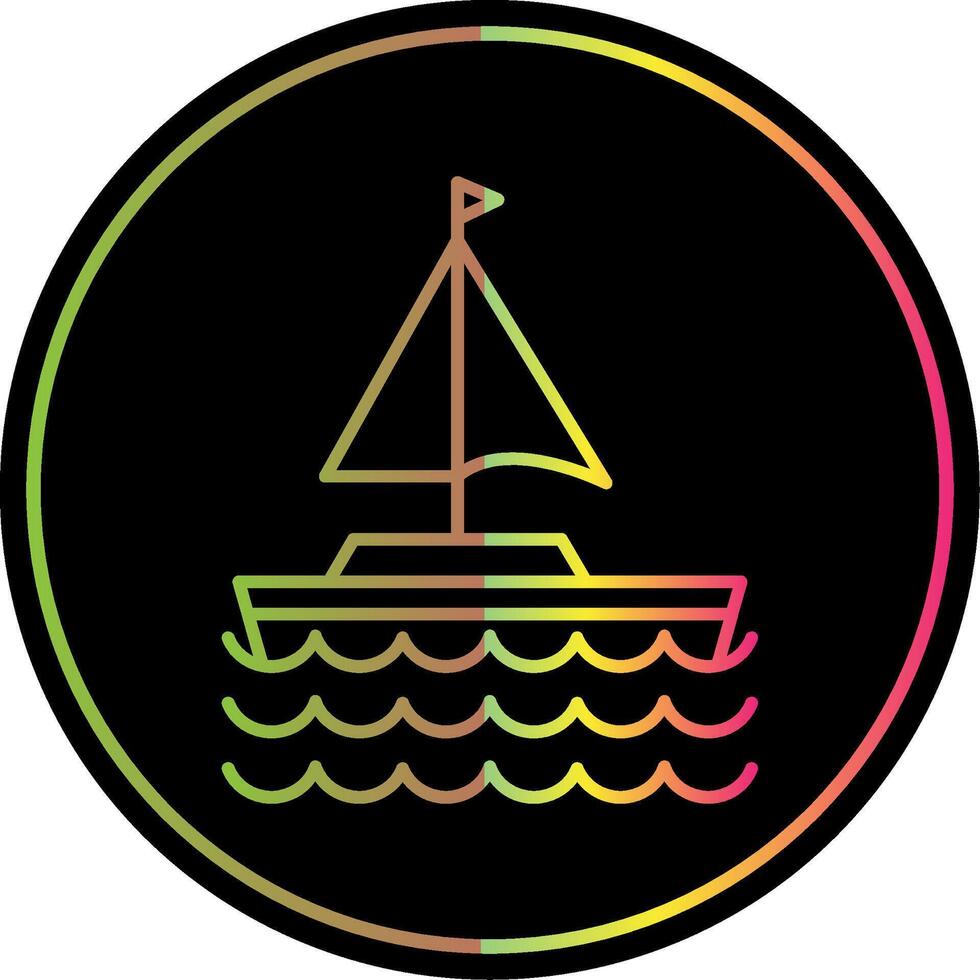 Sail Boat Line Gradient Due Color Icon vector