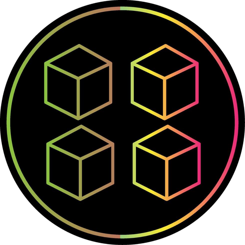 Cube Line Gradient Due Color Icon vector