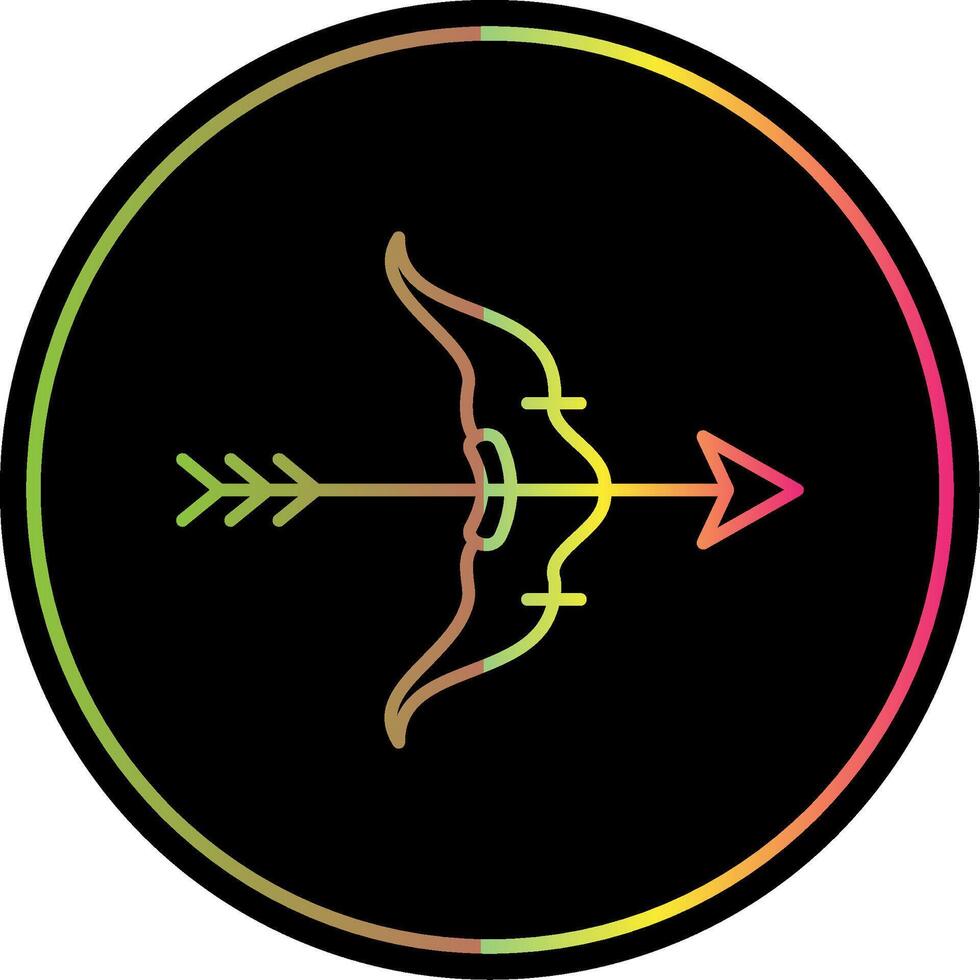 Bow And Arrow Line Gradient Due Color Icon vector