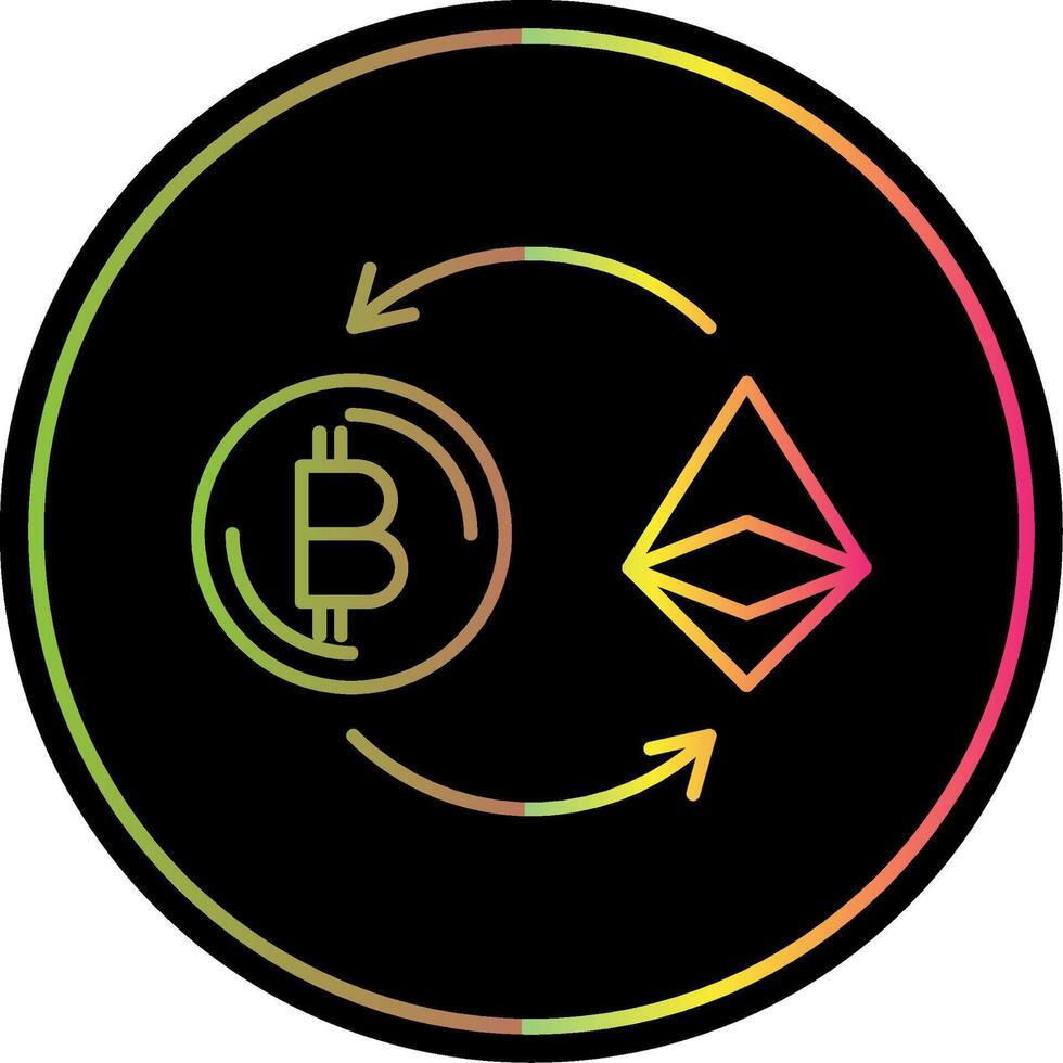 Ethereum Line Gradient Due Color Icon vector