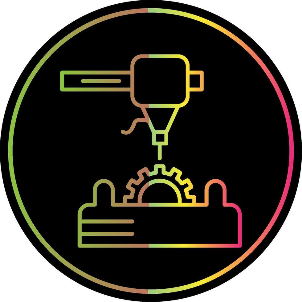 3d Printer Line Gradient Due Color Icon vector