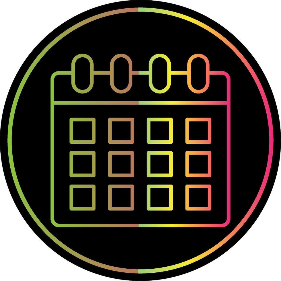 calendario línea degradado debido color icono vector