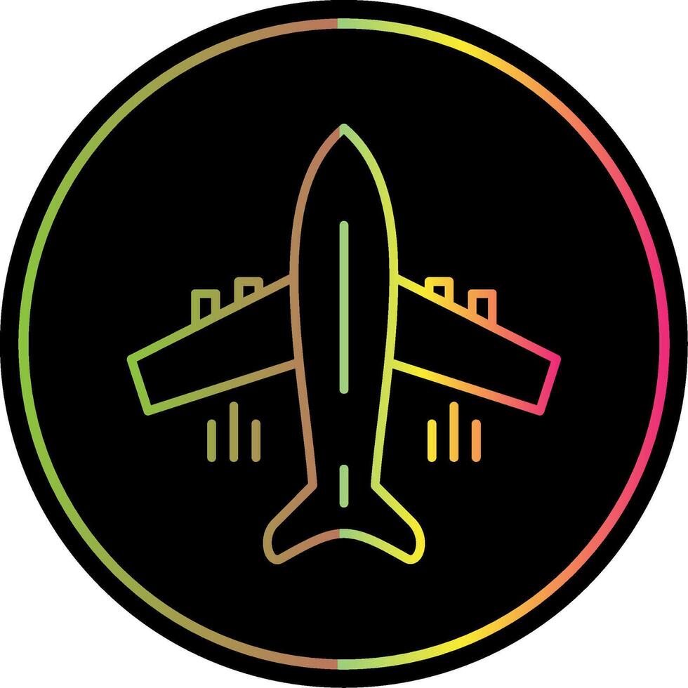 Flying Airplane Line Gradient Due Color Icon vector