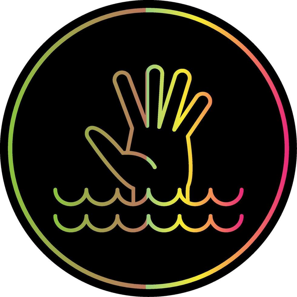 Drowning Line Gradient Due Color Icon vector