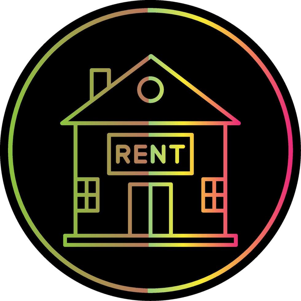 House for Rent Line Gradient Due Color Icon vector