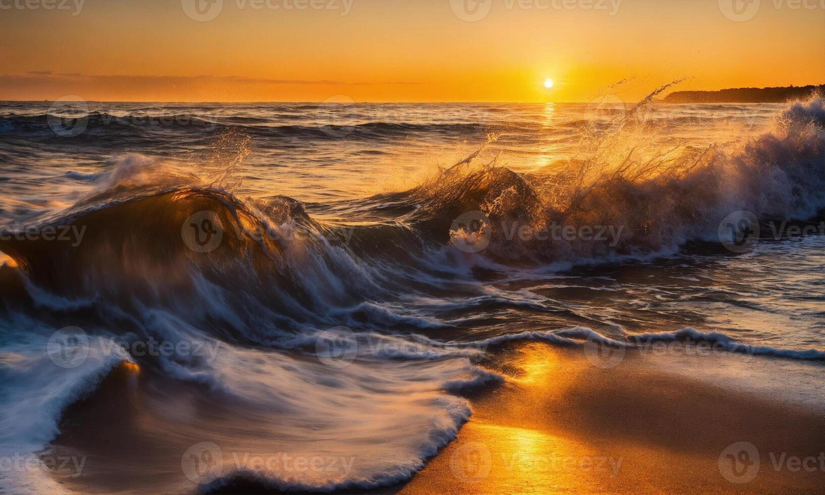 AI generated Closeup sea sand beach. Panoramic beach landscape. Inspire tropical beach seascape horizon photo