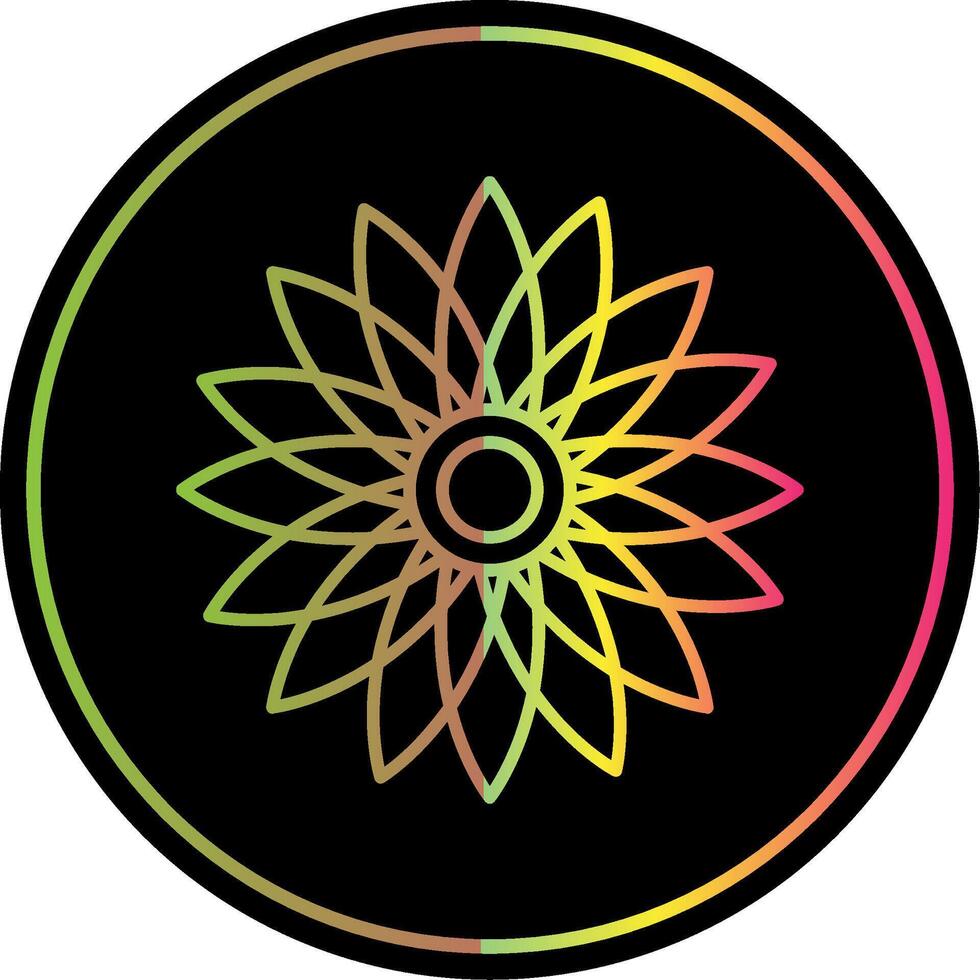 Sunflower Line Gradient Due Color Icon vector