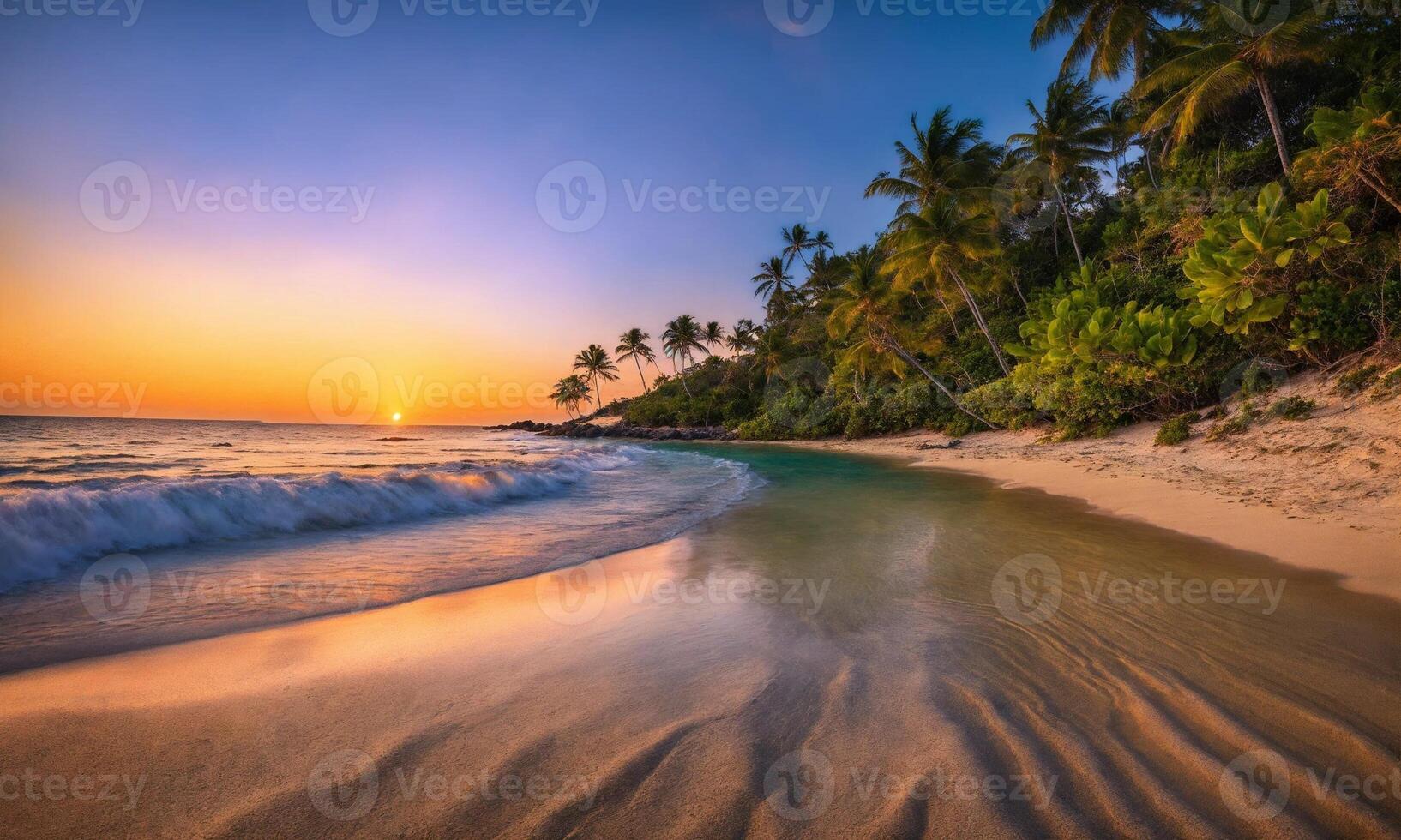 AI generated Soft beautiful ocean wave on sandy beach. baeutiful landscape beach photo