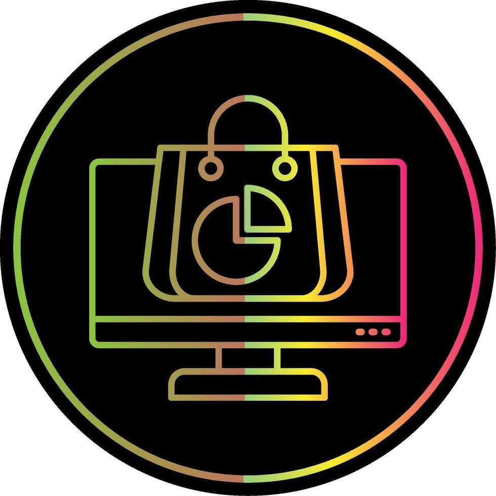 Pie Chart Line Gradient Due Color Icon vector